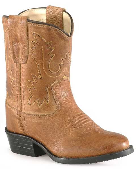 Image #1 - Old West Toddler Boys' Western Boots - Round Toe, Tan, hi-res
