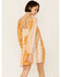En Creme' Women's Cream Yellow Patchwork Long Sleeve Baby Doll Mini Dress , Cream, hi-res