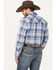 Image #4 - Ely Walker Men's Plaid Print Long Sleeve Snap Western Shirt, Blue/white, hi-res