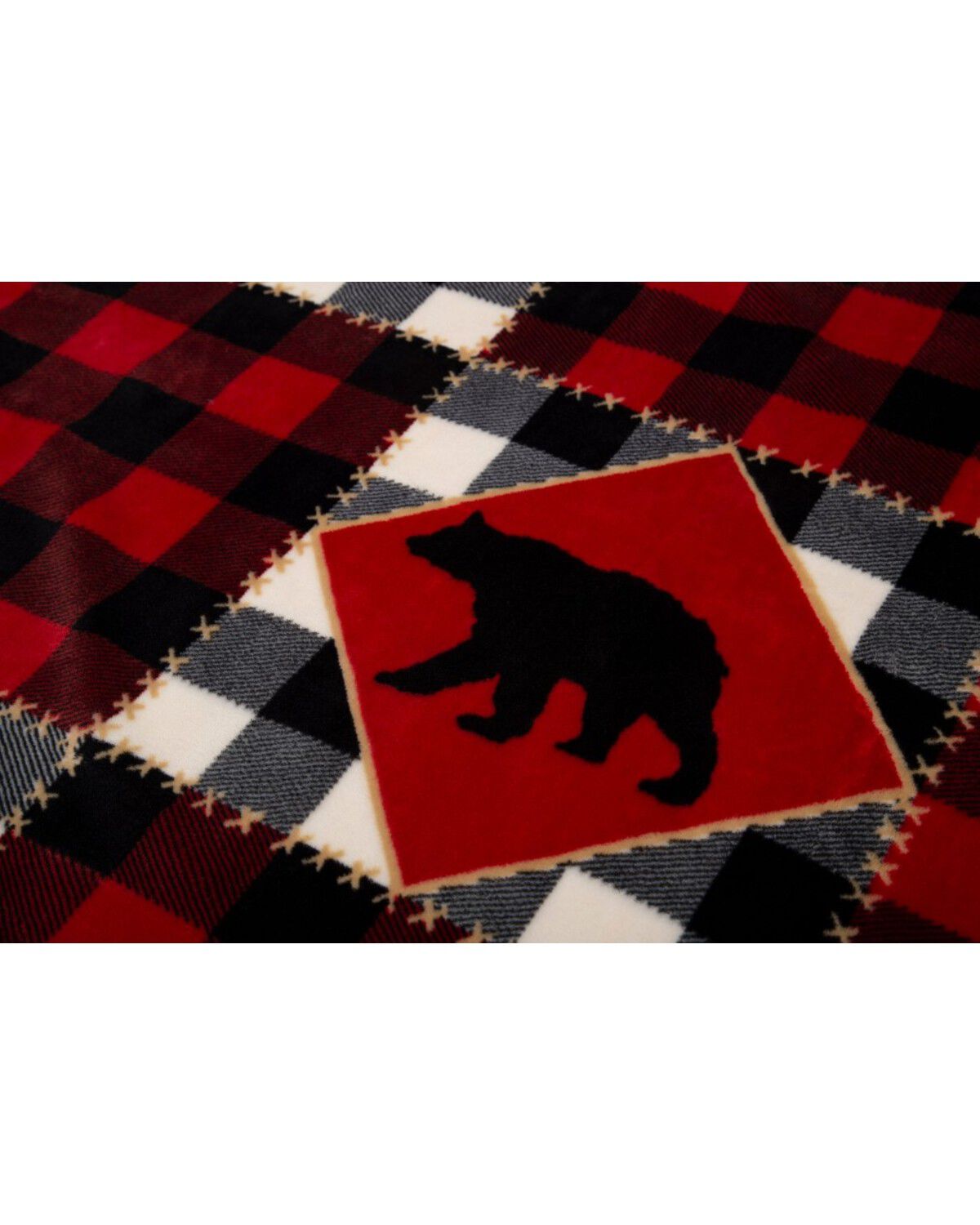 Image #2 - Carstens Home Lumberjack Bear Plaid Print Sherpa Throw Blanket, Brown, hi-res