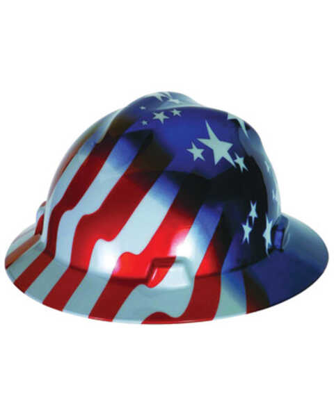 MSA Men's Stars & Stripes Full Brim Cap Style Hard Hat , Multi, hi-res