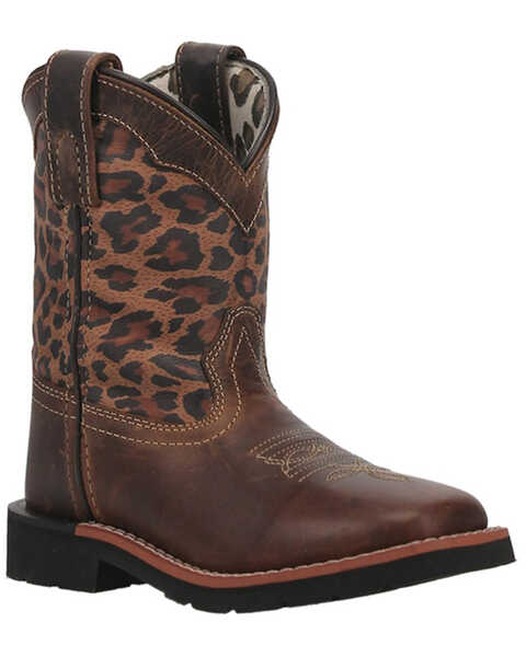 Image #1 - Dan Post Little Girls' Leopard Western Boots - Broad Square Toe, Leopard, hi-res