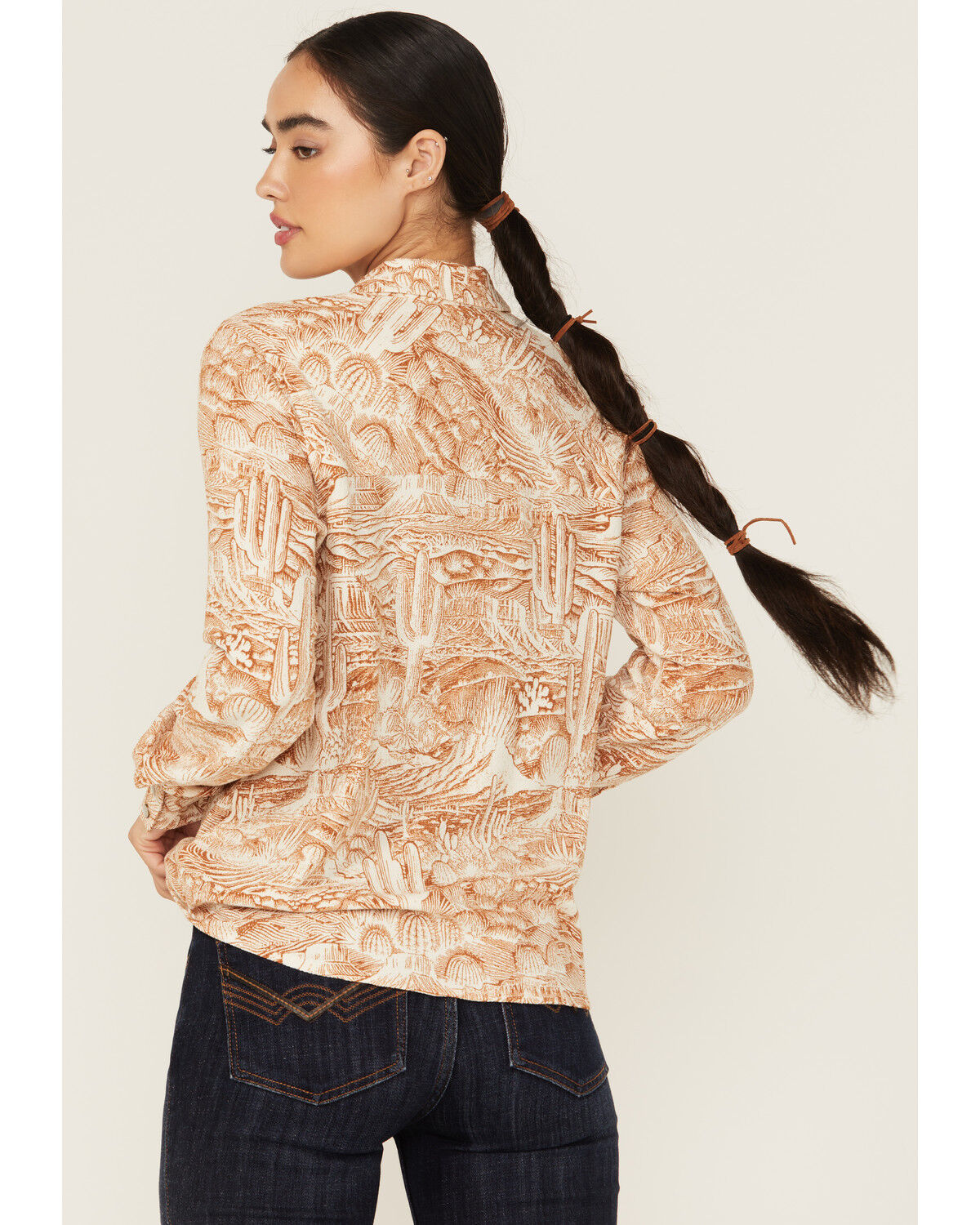 Image #4 - Idyllwind Women's Rockwall Conversation Print Feather Light Long Sleeve Pearl Snap Western Shirt, Caramel, hi-res