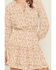 Image #3 - Yura Women's Floral Print Long Sleeve Smocked Mini Dress, Cream, hi-res