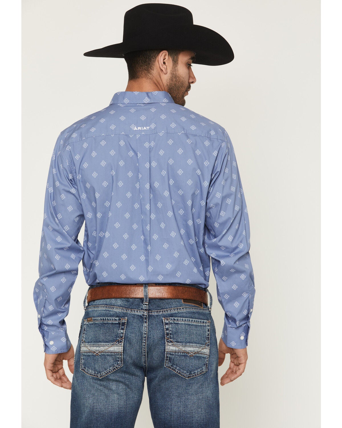 Image #4 - Ariat Men's Byrd Geo Print Fitted Long Sleeve Button-Down Western Shirt, Blue, hi-res