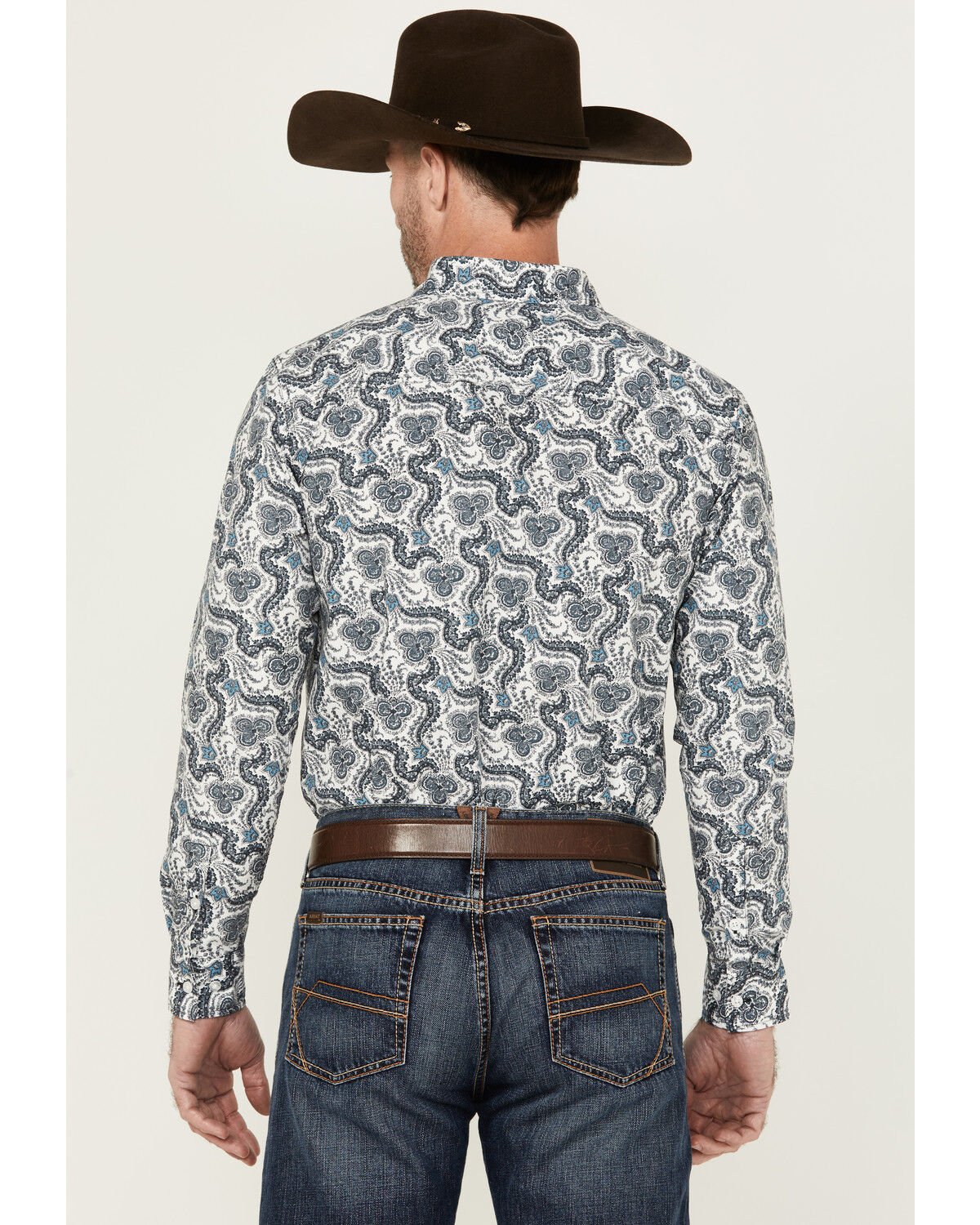 Image #4 - Gibson Men's Pop Paisley Print Long Sleeve Button-Down Western Shirt, Grey, hi-res