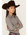 Image #2 - Cruel Girl Girls' Geo Print Long Sleeve Snap Western Shirt, Orange, hi-res