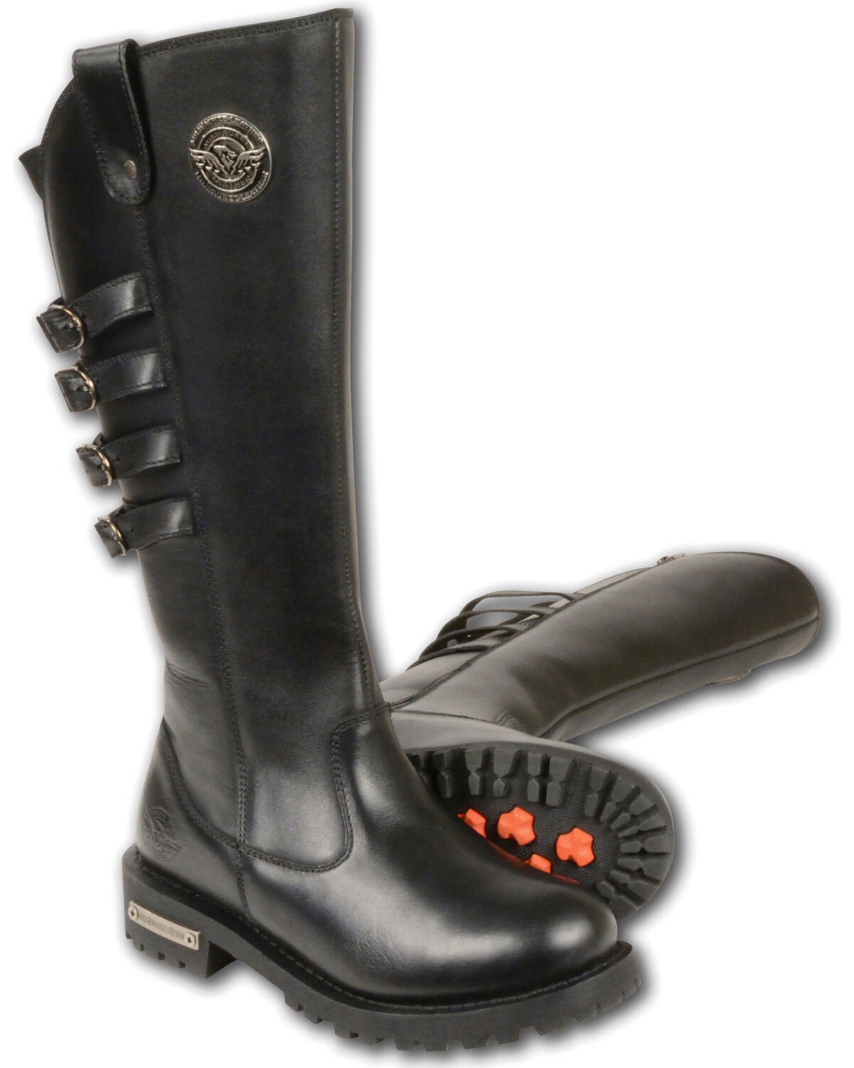 Milwaukee Leather Women's 15" High Rise Leather Riding Boots - Round Toe, Black, hi-res