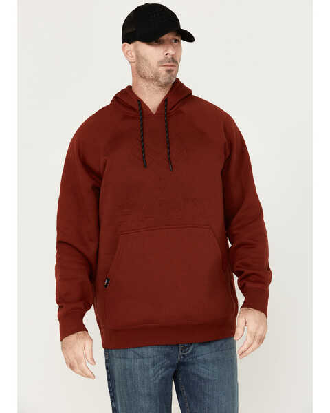 Image #1 - Hawx Men's Embossed Hooded Sweatshirt , Dark Red, hi-res