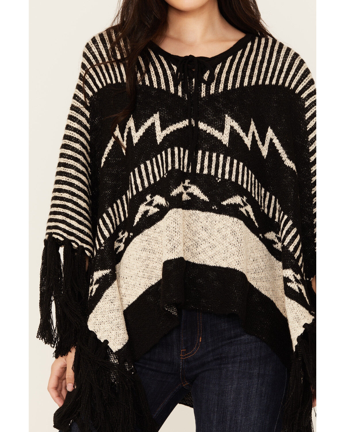 Image #3 - Idyllwind Women's Eatons Thunderbird Poncho Sweater, Black, hi-res