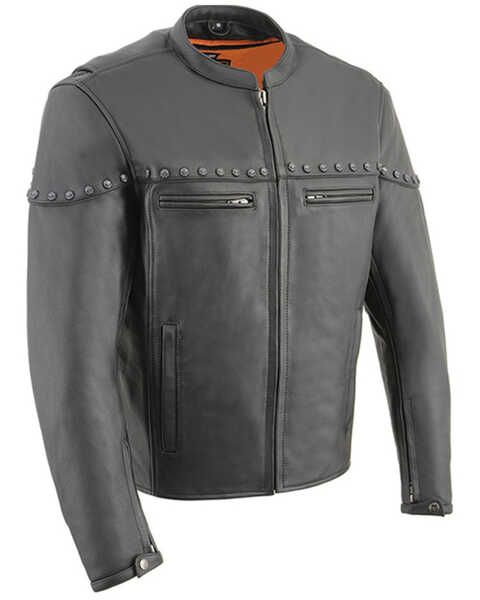 Image #1 - Milwaukee Leather Men's The Skelly Racer Leather Motorcycle Jacket - 3X, Black, hi-res