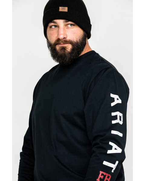 Image #3 - Ariat Men's FR Roughneck Skull Logo Crew Long Sleeve Work T-Shirt , Black, hi-res