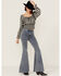 Image #4 - Beyond The Radar Women's Gingham Tie Back Smocked Blouse, Black, hi-res
