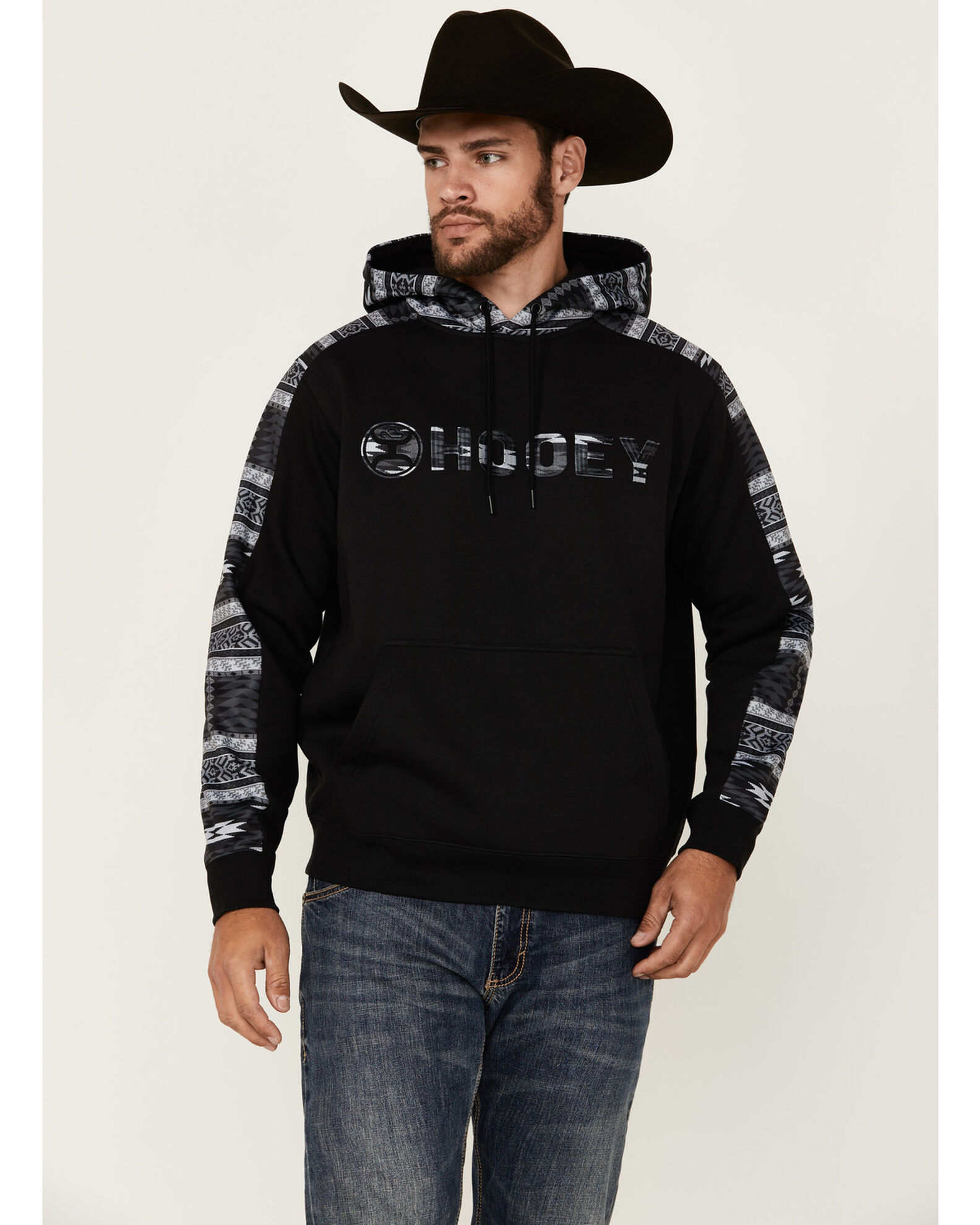 Hooey Men s Canyon Logo Southwestern Print Color Block Hooded Sweatshirt Sheplers