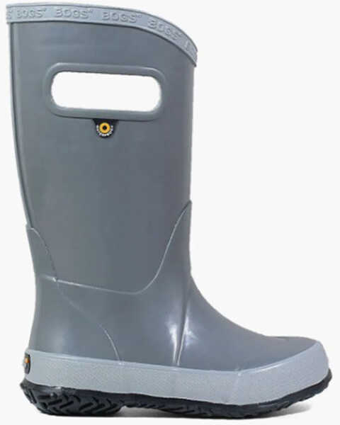 Image #2 - Bogs Girls' Solid Rain Boots - Round Toe, Grey, hi-res