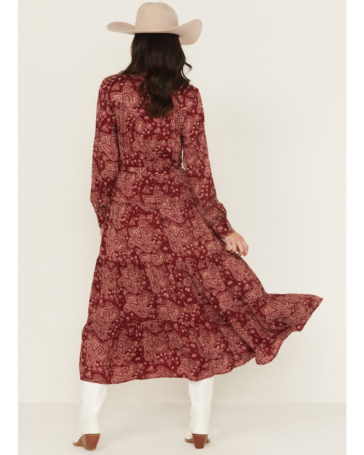 Image #4 - Ariat Women's Sahara Paisley Print Long Sleeve Button-Down Midi Dress, , hi-res