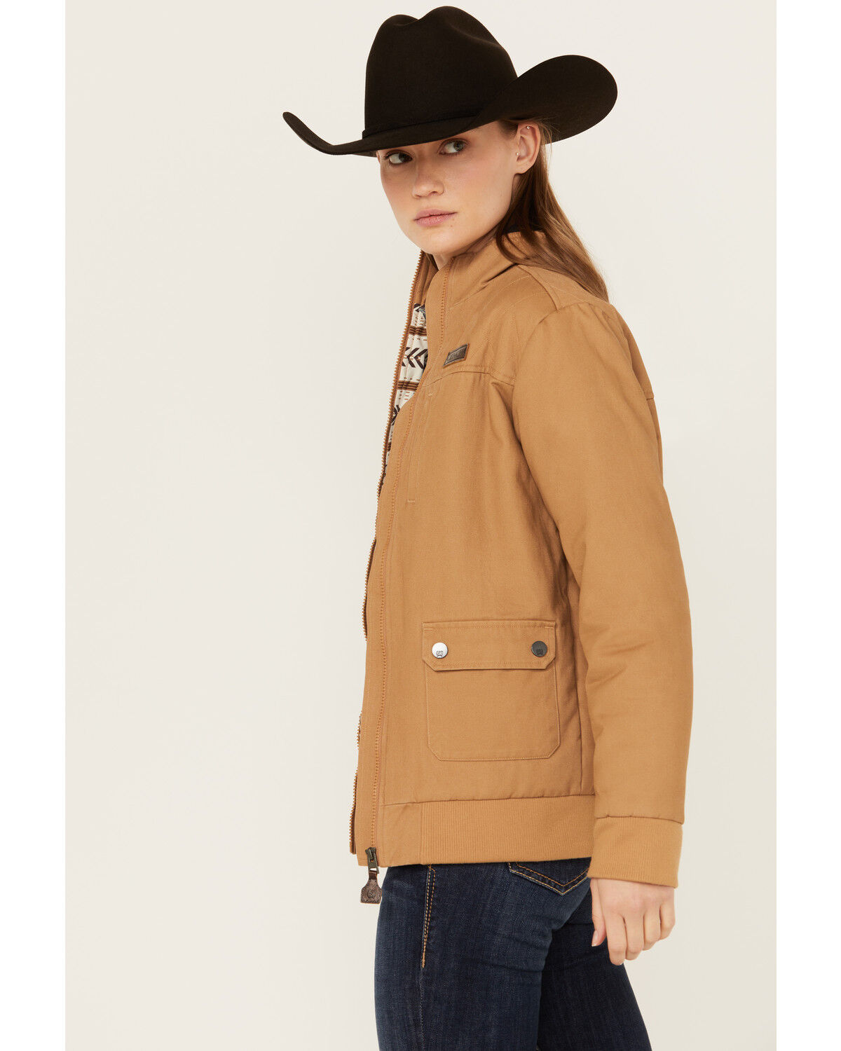 Image #2 - Cinch Women's Barn Bomber Jacket, Brown, hi-res