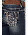 Shyanne Little Girls' Horse & Horseshoe Dark Wash Embroidered Bootcut Jeans, Blue, hi-res