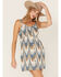 Shyanne Women's Southwestern Print Button-Front Dress, Bright Blue, hi-res
