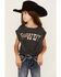 Image #1 - Saints & Hearts Girls' Howdy Tie Front Short Sleeve Graphic Tee, Charcoal, hi-res