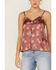 Image #2 - Panhandle Women's Floral Satin Button Front Cami, Rust Copper, hi-res