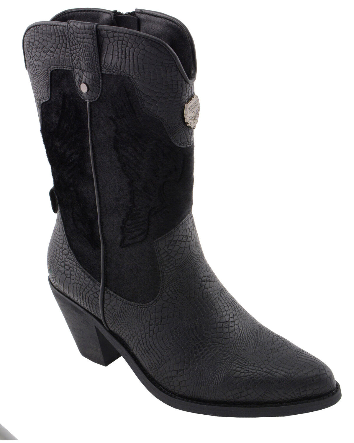 Image #1 - Milwaukee Leather Women's Snake Print Western Boots - Round Toe, Black, hi-res