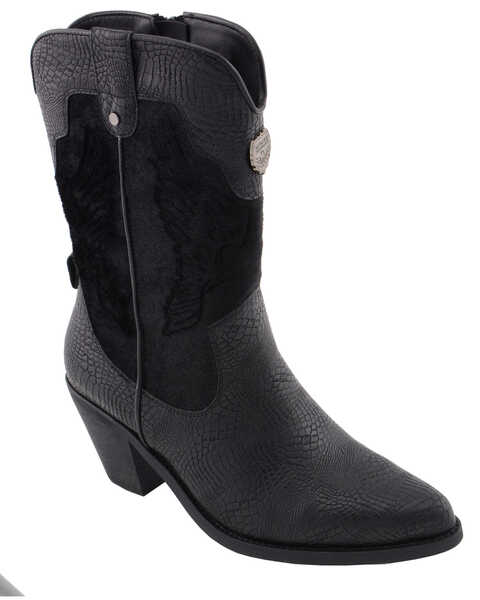 Image #1 - Milwaukee Leather Women's Snake Print Western Boots - Pointed Toe, Black, hi-res