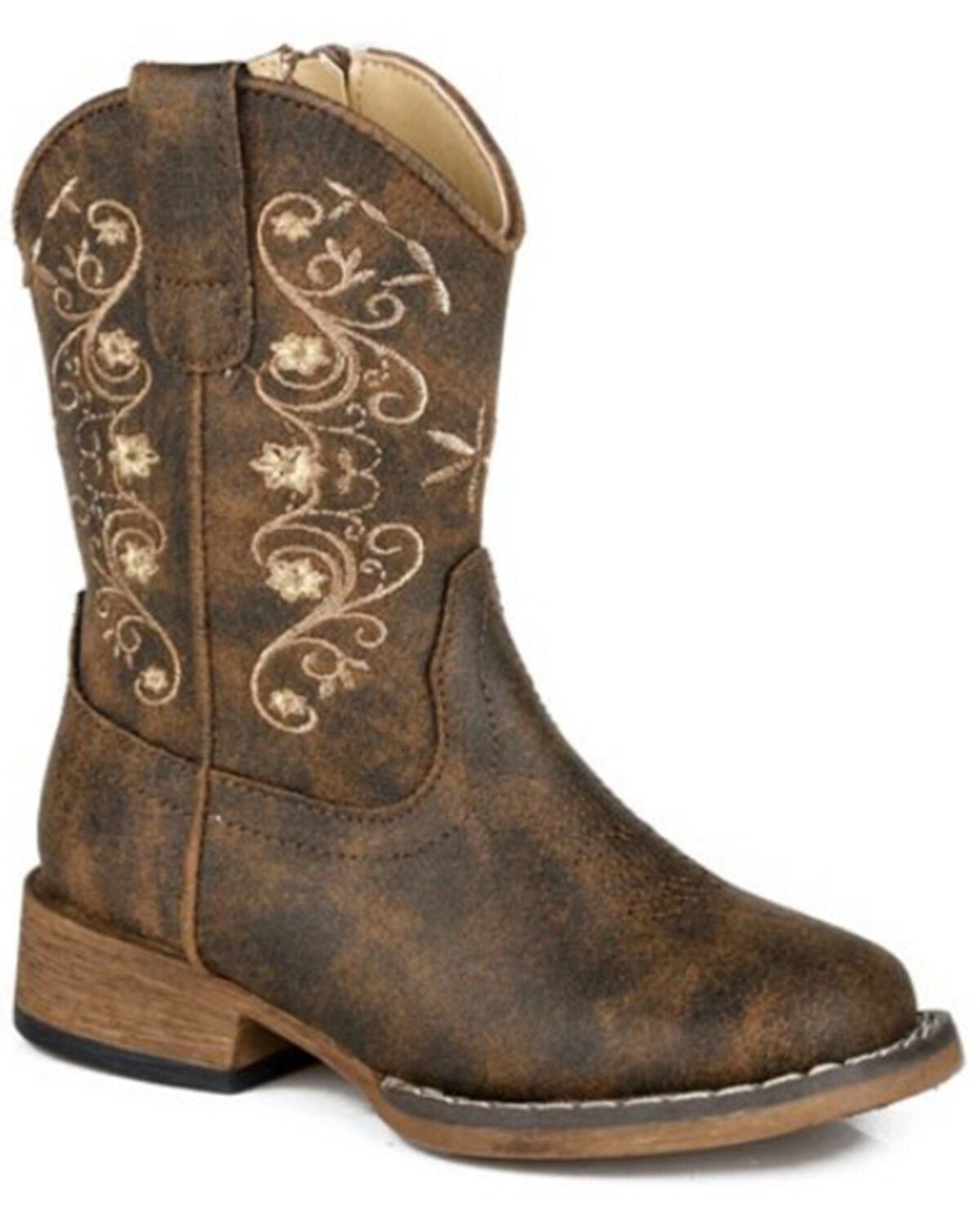 Roper Toddler Girls' Bailey Western Boots - Round Toe, Brown, hi-res