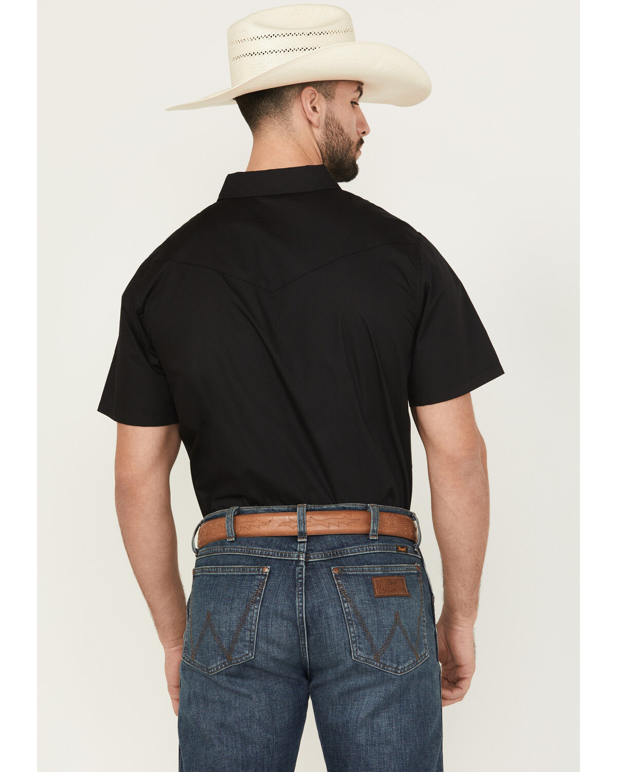 Image #4 - Gibson Men's Solid Pearl Snap Short Sleeve Western Shirt, Black, hi-res