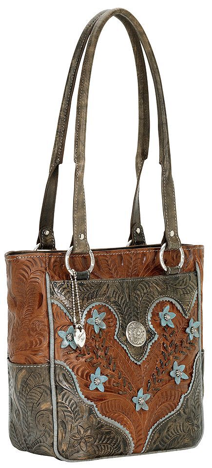 American West Desert Flower Zip Top Tote, Tan, hi-res
