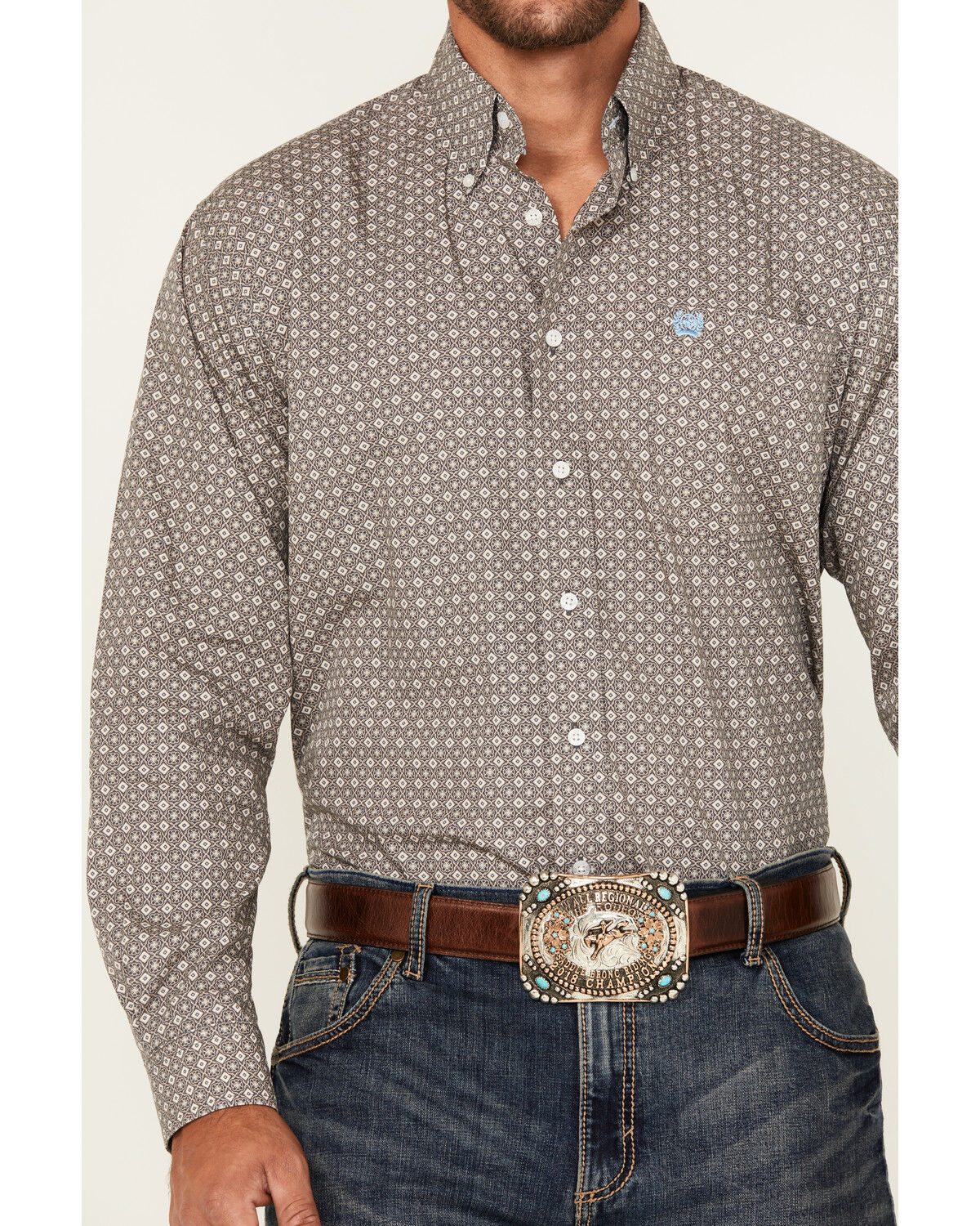 Cinch Men's Geo Print Long Sleeve Button-Down Western Shirt