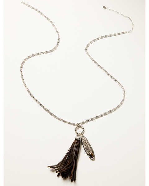 Shyanne Women's Juniper Sky Long Tassel Necklace, Silver, hi-res
