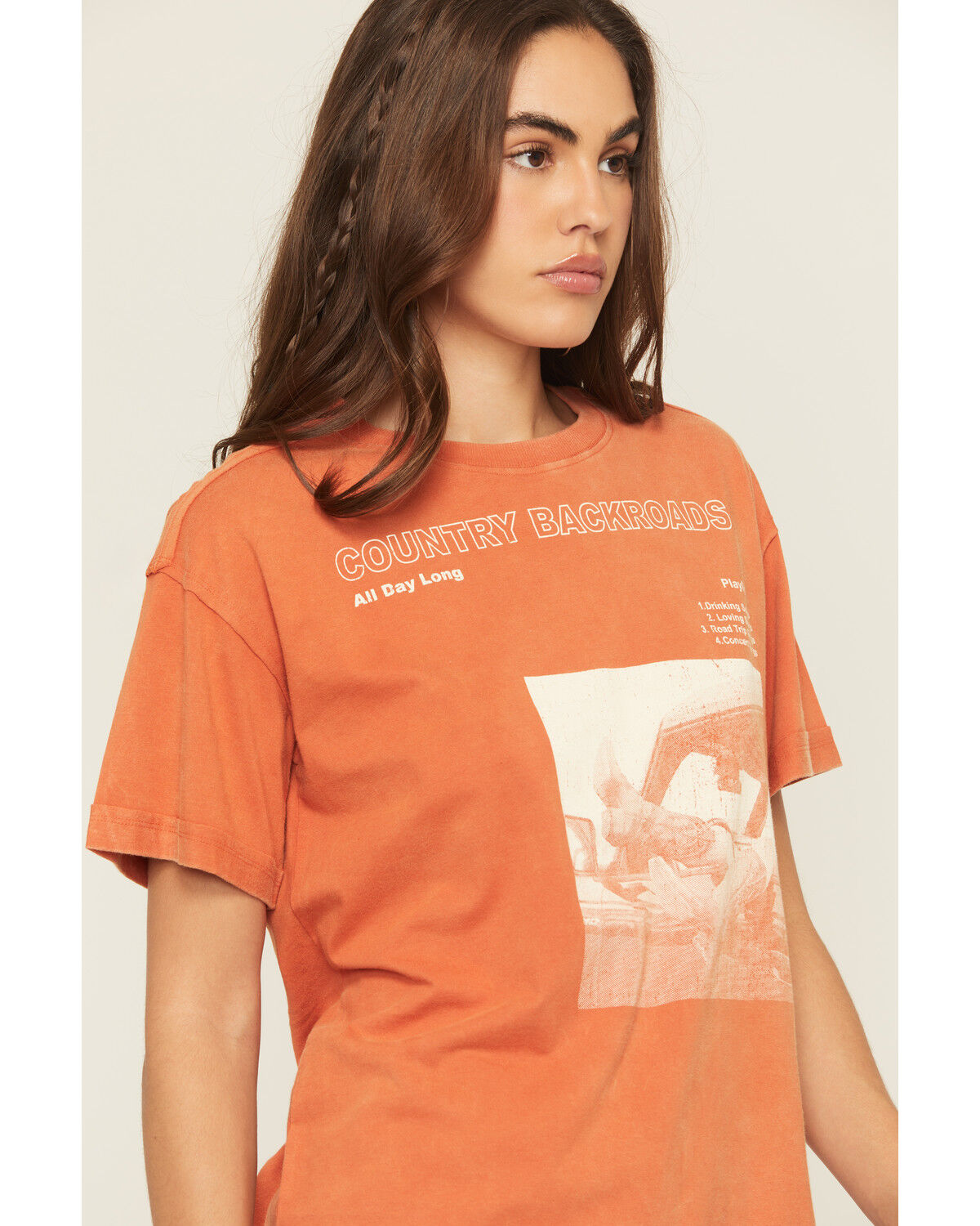 Image #2 - Cleo + Wolf Women's Backroads Short Sleeve Boyfriend Graphic Tee, Orange, hi-res