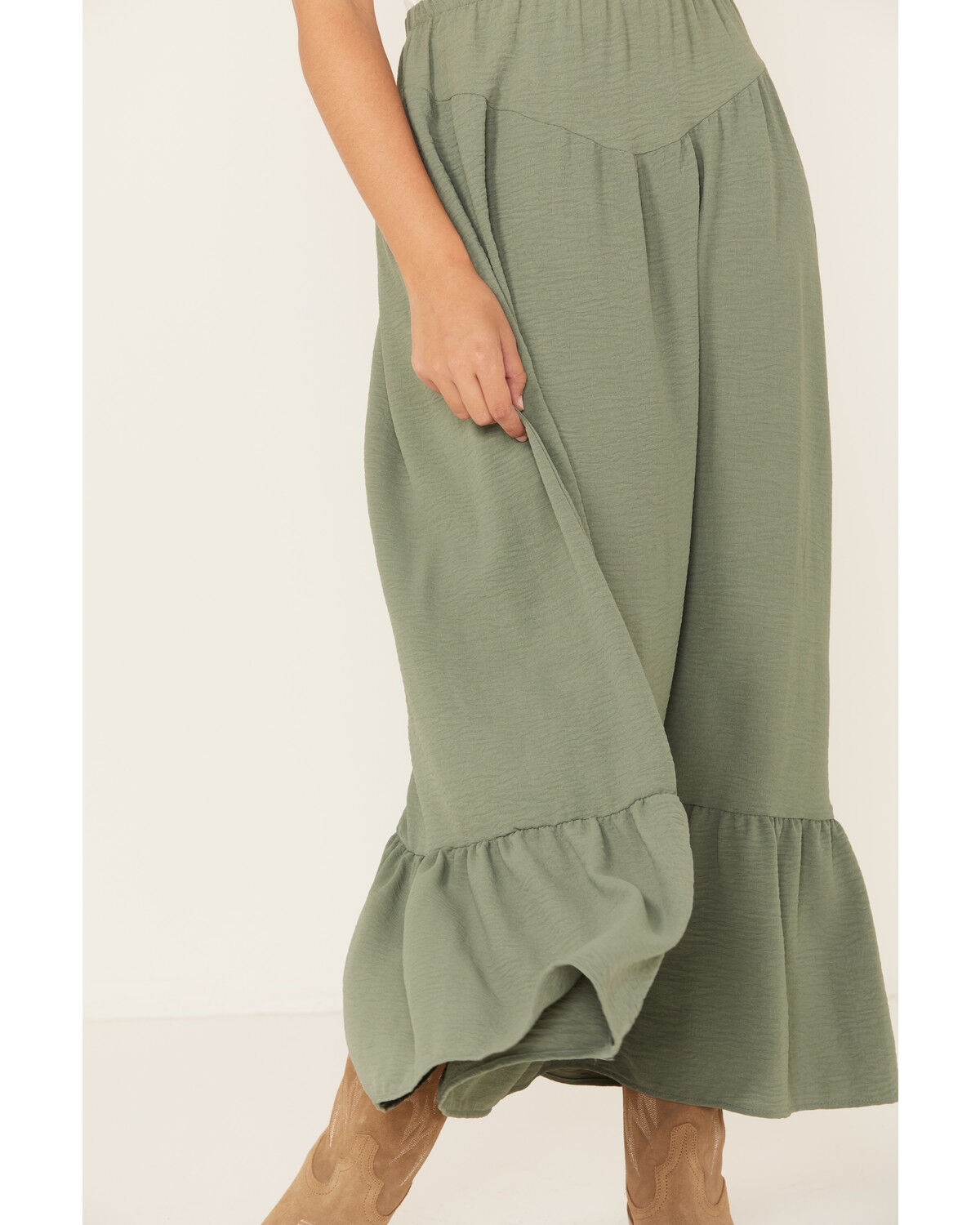 Image #2 - Originality Women's Front Yoke Midi Skirt, Sage, hi-res
