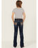 Image #1 - Shyanne Girls' Dark Wash Horseshoe Pocket Bootcut Stretch Denim Jeans, Medium Wash, hi-res