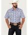 Image #1 - Wrangler Retro Men's Plaid Print Short Sleeve Pearl Snap Western Shirt, Blue, hi-res