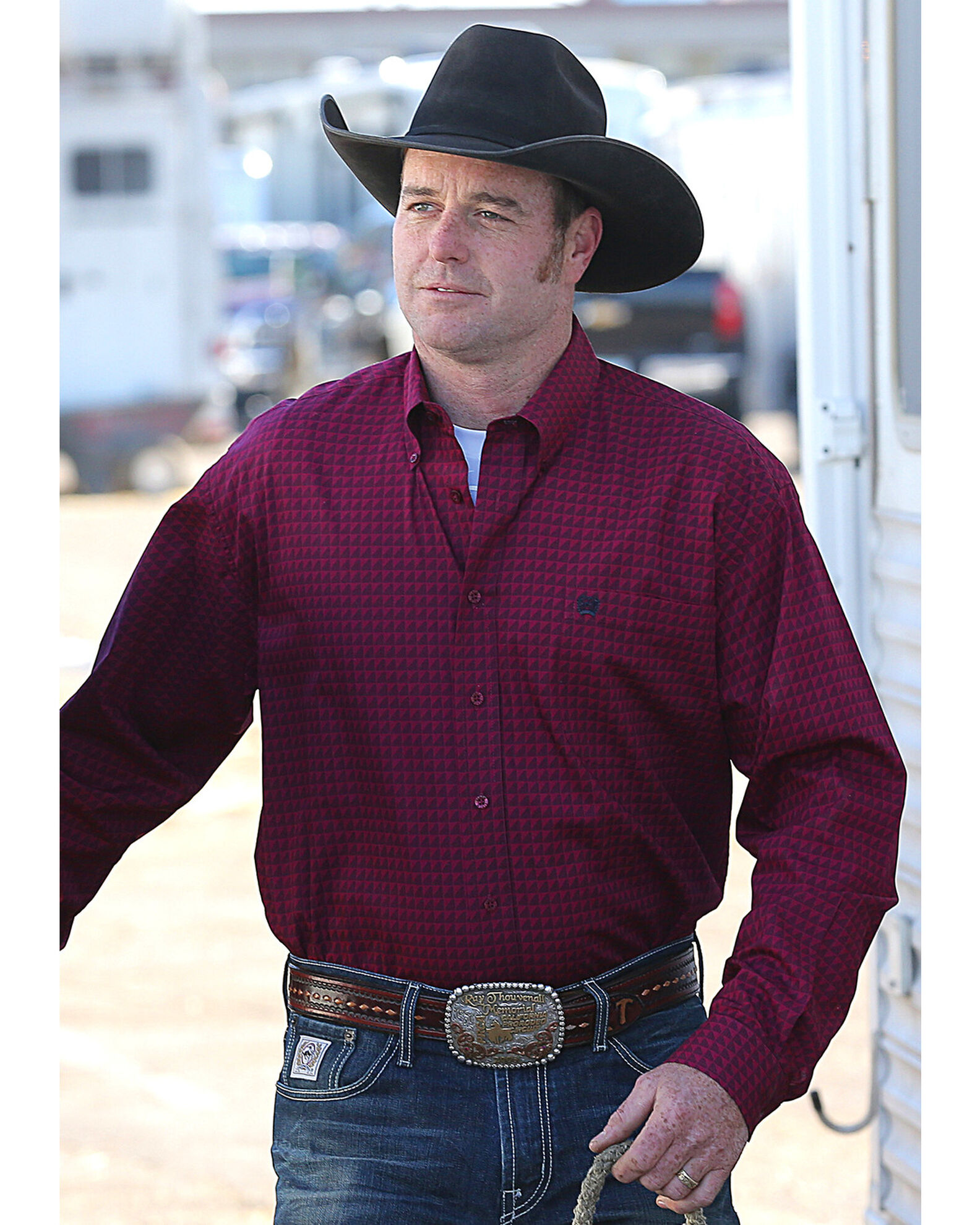 Cinch Men s Burgundy Plain Weave Printed Long Sleeve Shirt Sheplers