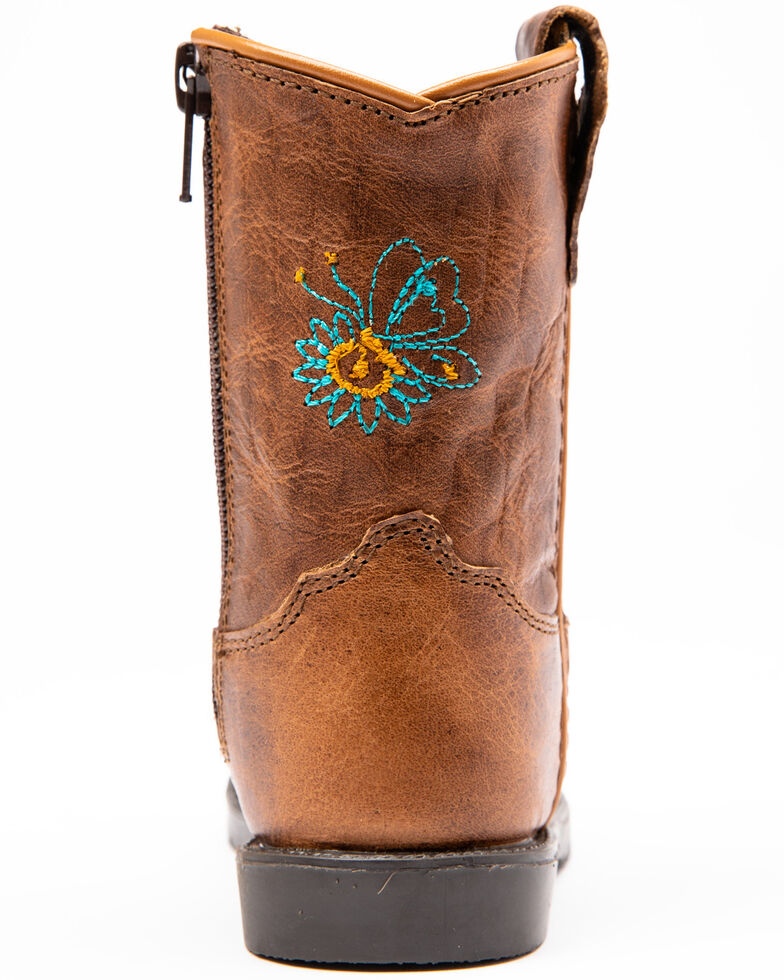 Shyanne Toddler Girls' Brown Floral Western Boots - Square Toe, Brown, hi-res