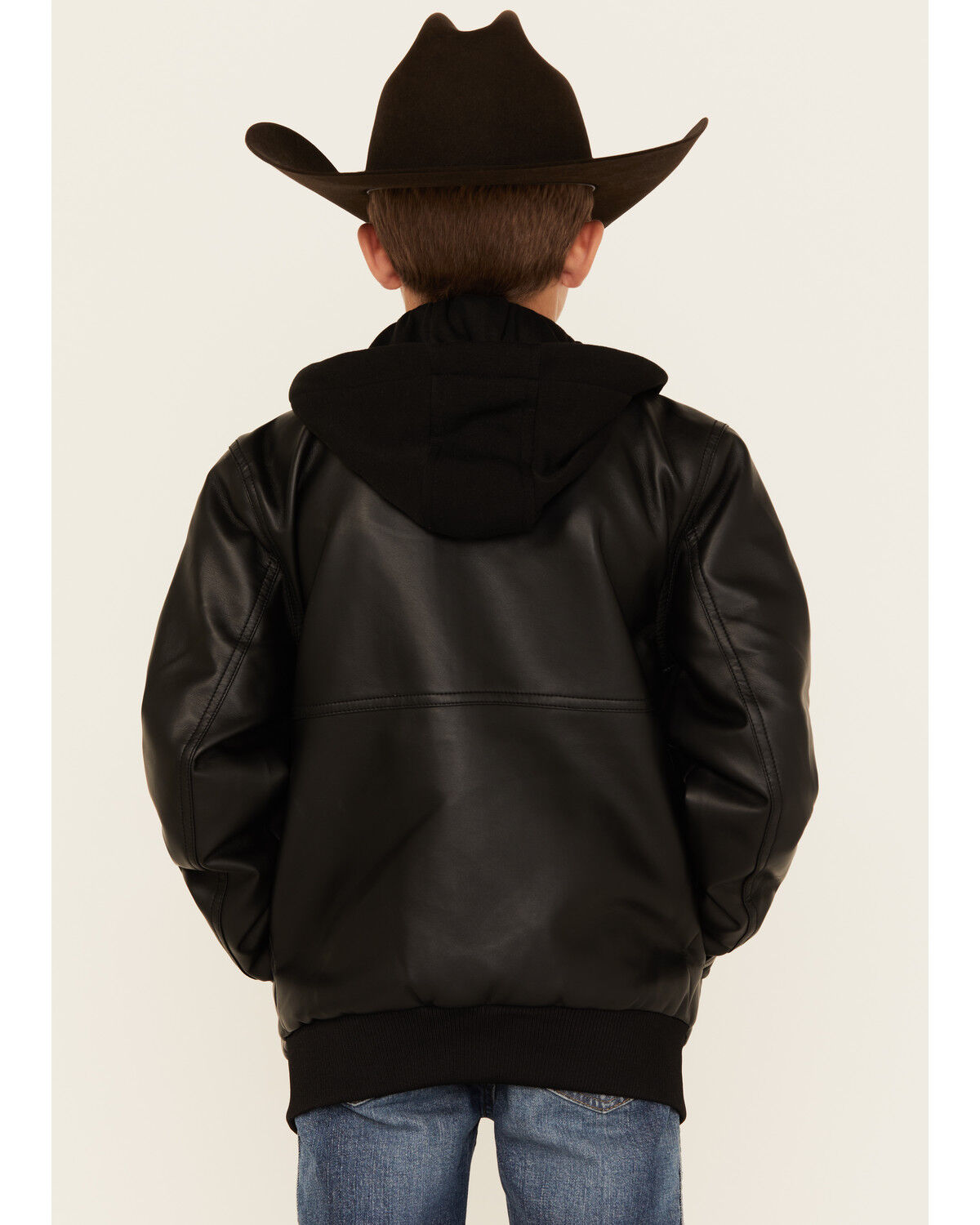 Image #4 - Urban Republic Boys' Faux Leather Hooded Bomber Jacket, Black, hi-res
