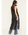 Image #4 - Listicle Women's Sleeveless Floral Lace Tie Front Kimono, Black, hi-res