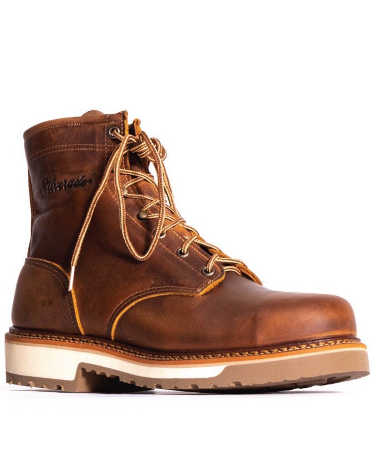 Silverado Men's 6" Lace-Up Work Boots - Soft Toe, Tan, hi-res