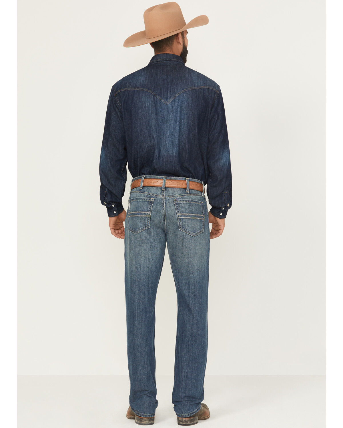 Image #3 - Cinch Men's Sliver Label Medium Wash Slim Straight Rigid Denim Jeans, Indigo, hi-res