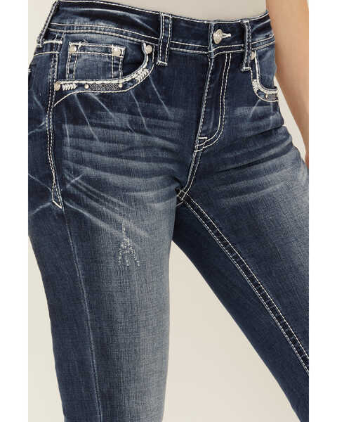 Image #4 - Grace in LA Women's Medium Wash Mid Rise Geo Pocket Stretch Bootcut Jeans , Medium Wash, hi-res