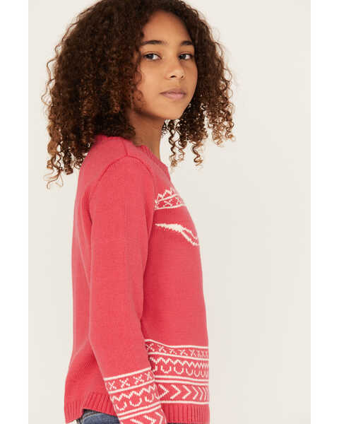 Image #2 - Cotton & Rye Girls' Steerhead Sweater, Pink, hi-res
