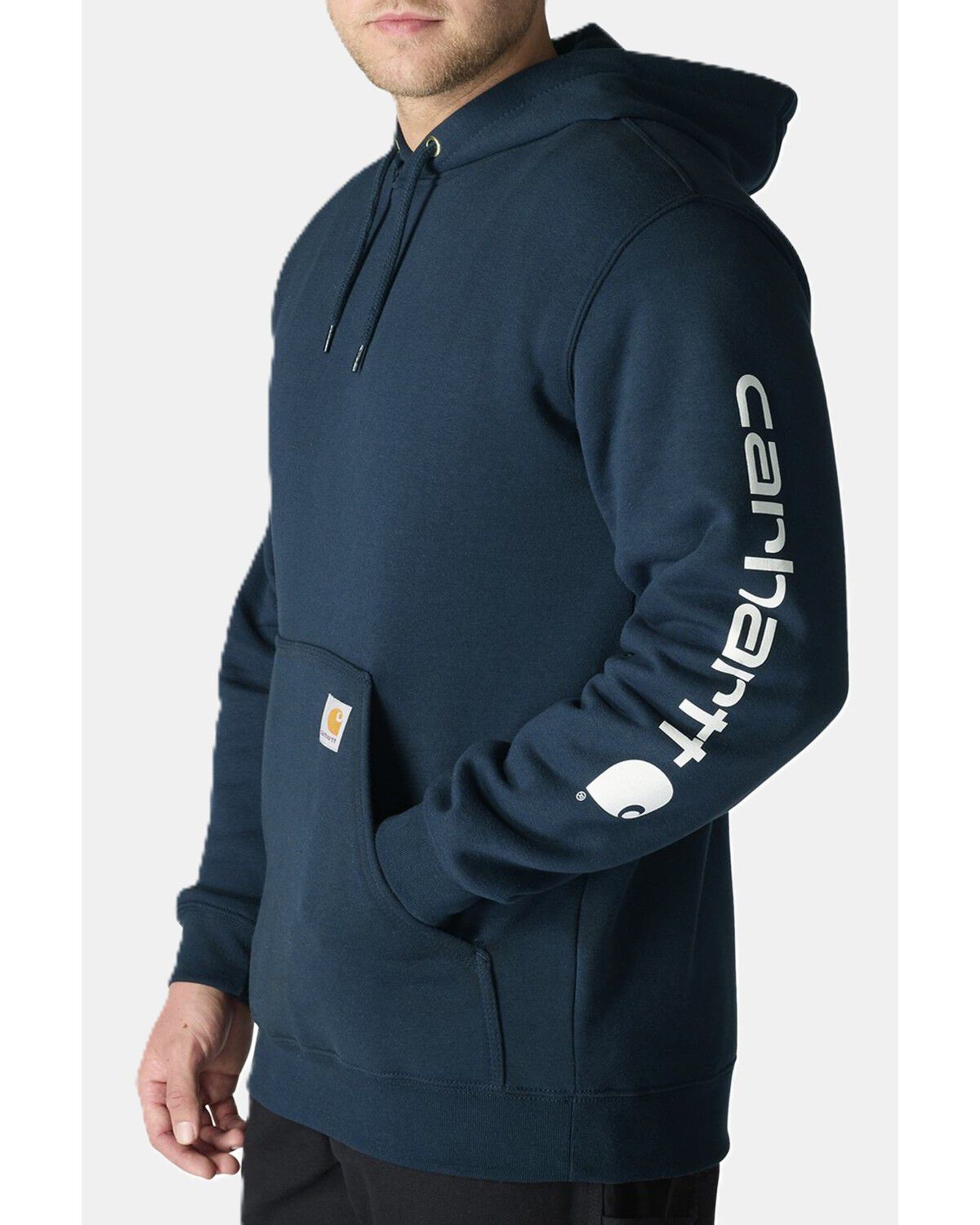 Image #2 - Carhartt Men's Iconic Logo Hooded Sweatshirt, Navy, hi-res