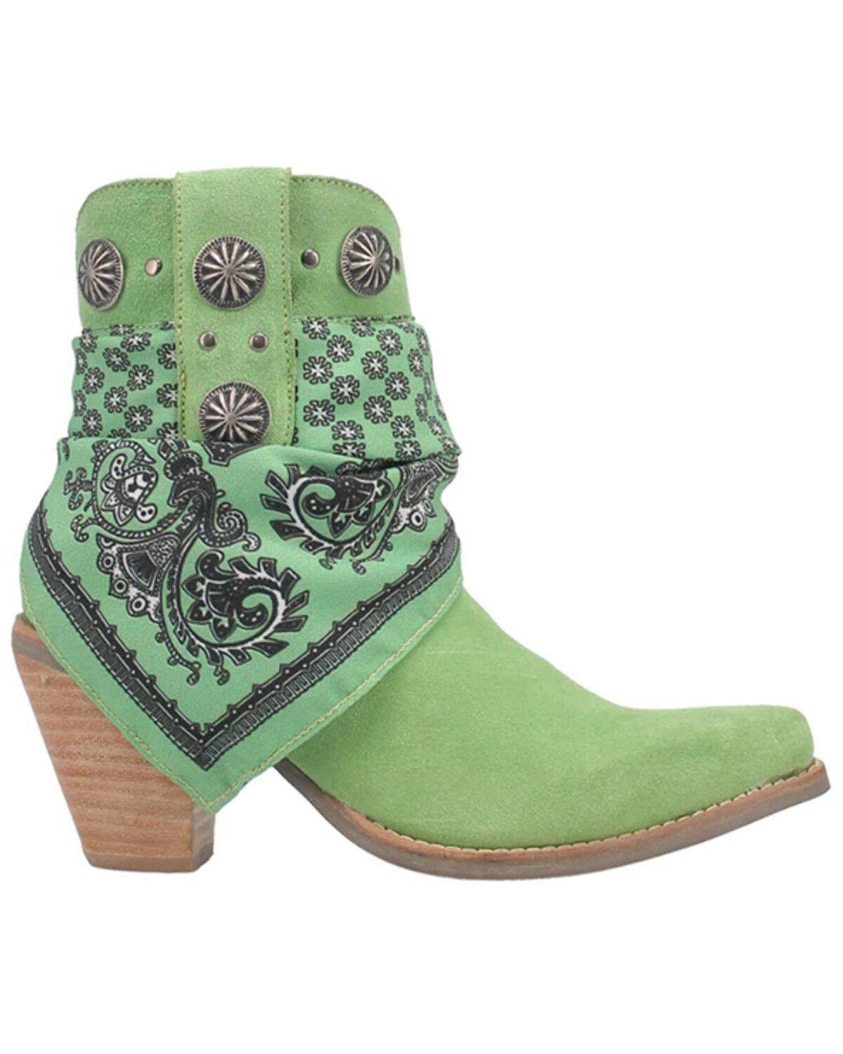 Image #2 - Dingo Women's Suede Bandida Western Booties - Round Toe, Moss Green, hi-res