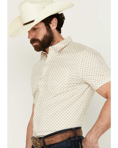 Image #2 - RANK 45® Men's Westamp Geo Print Short Sleeve Button-Down Performance Stretch Western Shirt , Ivory, hi-res