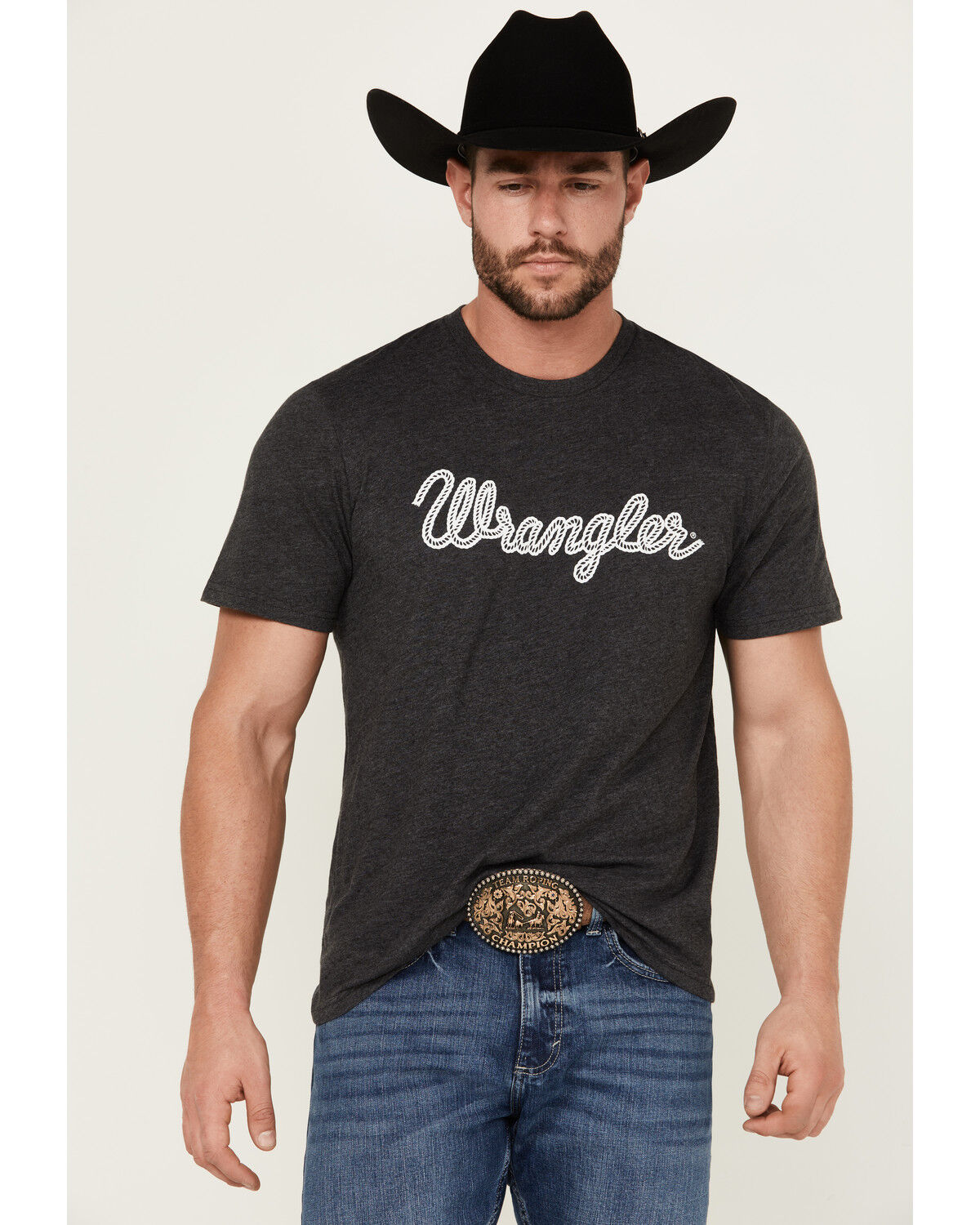 Image #1 - Wrangler Men's Rope Logo Short Sleeve Graphic Print T-Shirt, Charcoal, hi-res