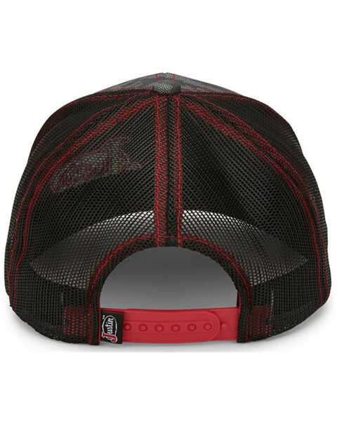 Justin Men's Grey Camo & Red Embroidered Logo Mesh-Back Ball Cap , Grey, hi-res