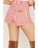Image #4 - Wrangler Women's Striped Print High Rise Carpenter Shorts, Red, hi-res